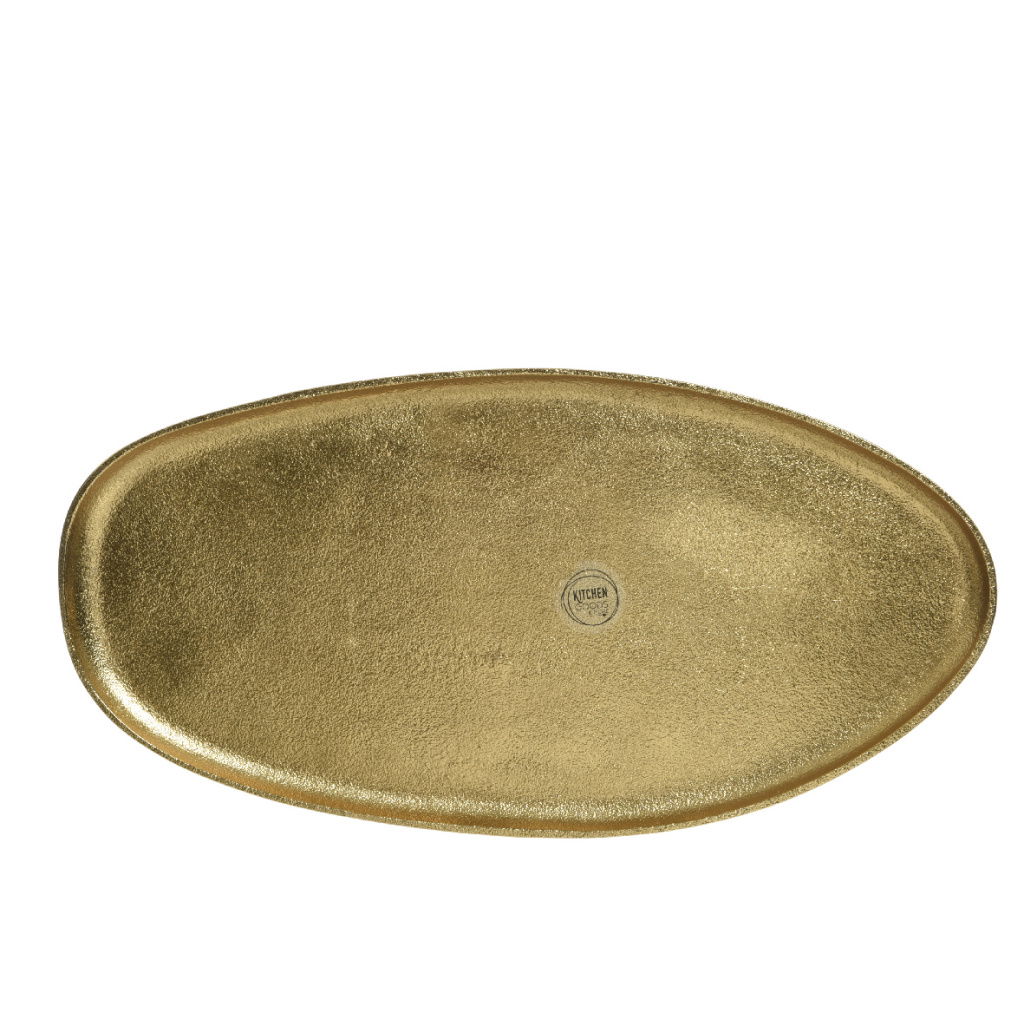 ALU PLATE WITH ORGANIC SHAPE GOLD 18.5CMX38X1CM