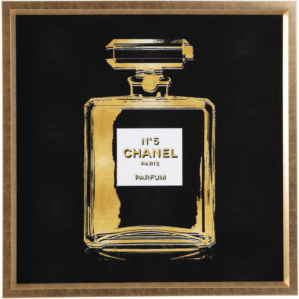 ΠΙΝΑΚΑΣ FRAGRANCE CHANEL ΜΑΥΡΟ-ΧΡΥΣΟ 80χ80εκ.