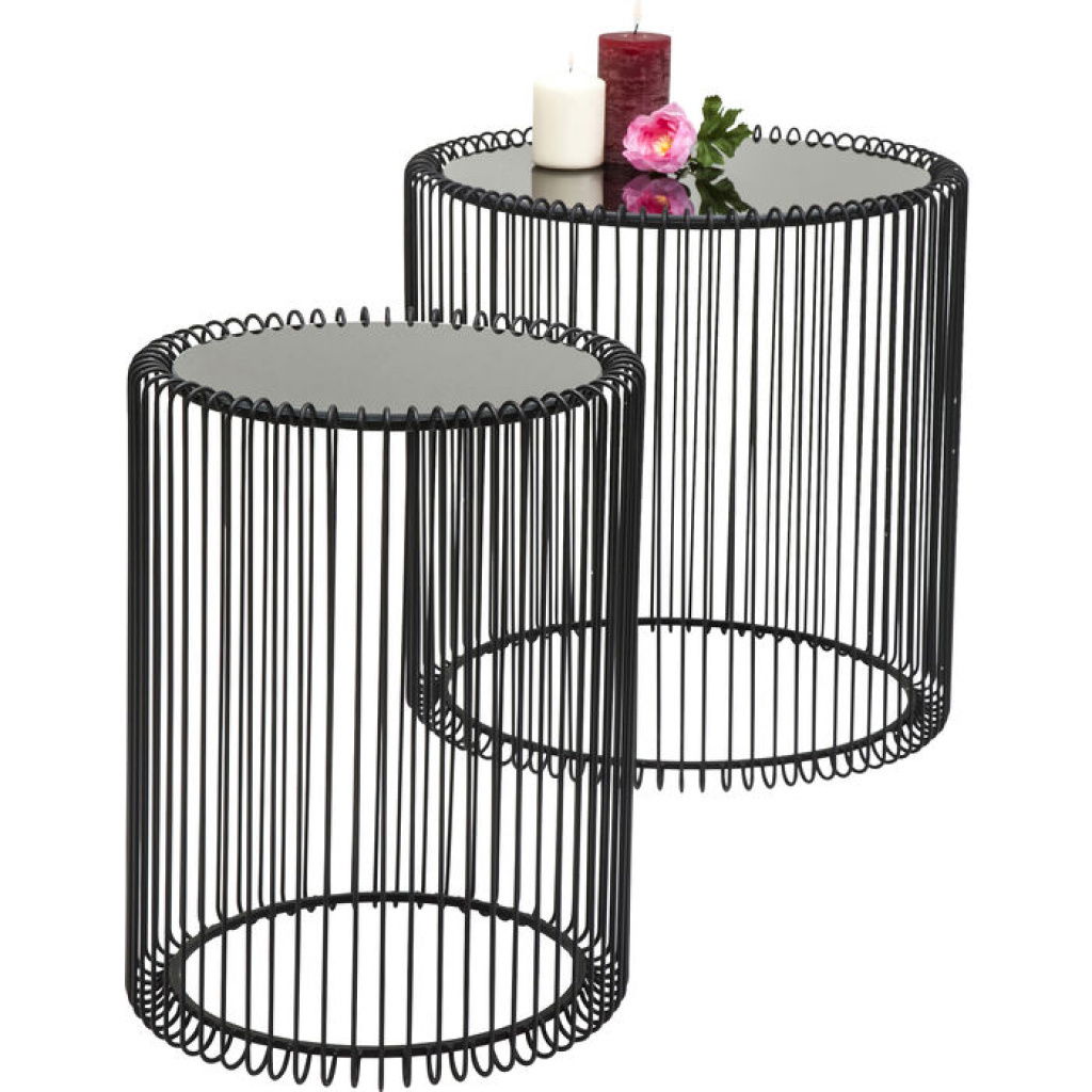 Βοηθητικά Τραπεζάκια Wire Μαύρα (Σετ 2) 44X45