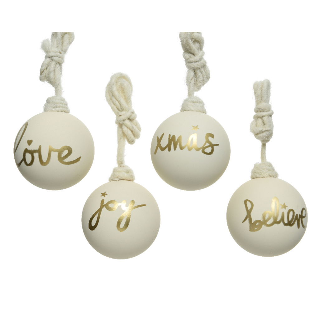 SET4 ΓΥΑΛΙΝΗ ΧΡΙΣΤΟΥΓΕΝΝΙΑΤΙΚΗ ΜΠΑΛΑ D10 ΕΚ GOLD TEXT