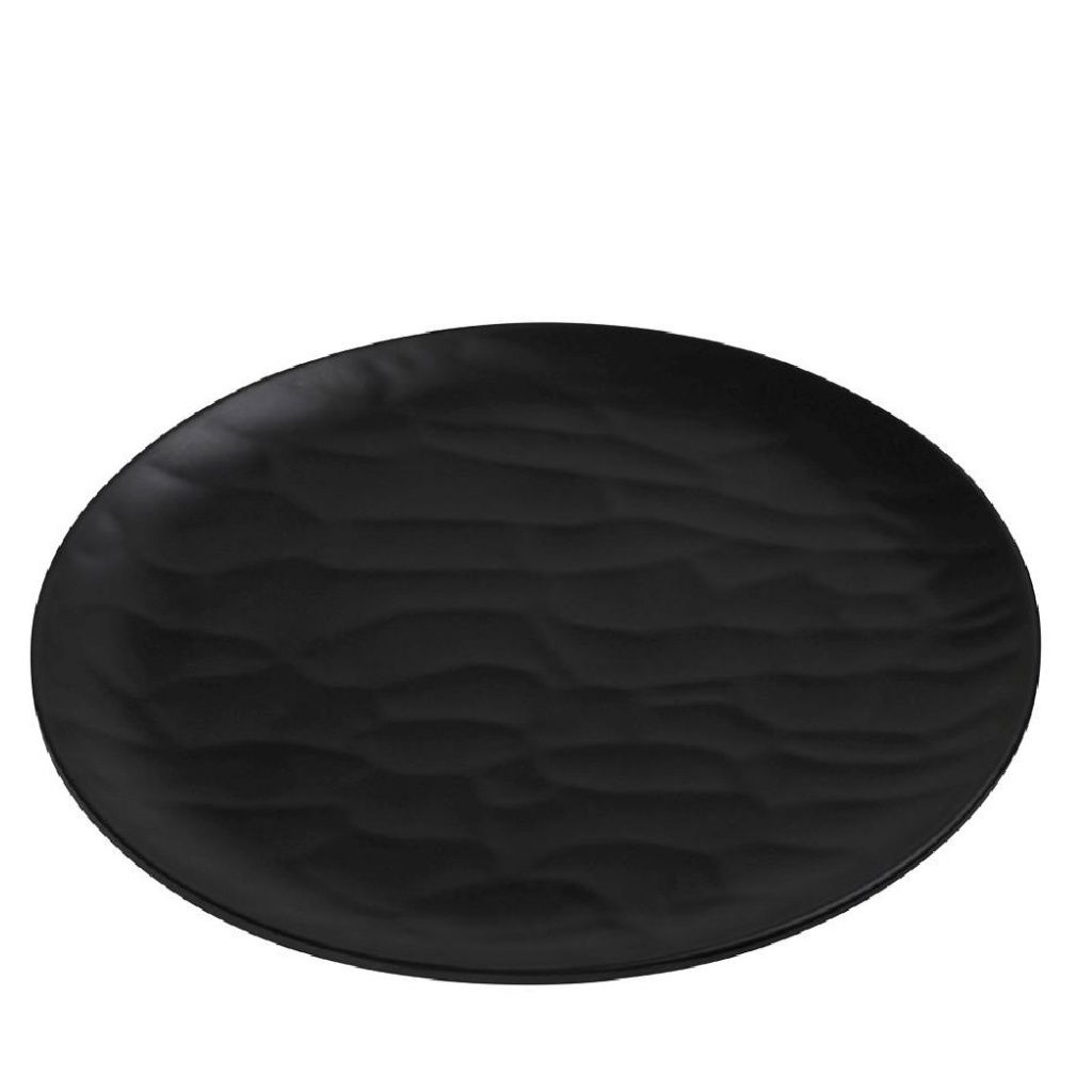 Black Πιατο Ρηχο Στρογγ. 32Εκ Wavy Matte Μελαμινησ 6τμχ