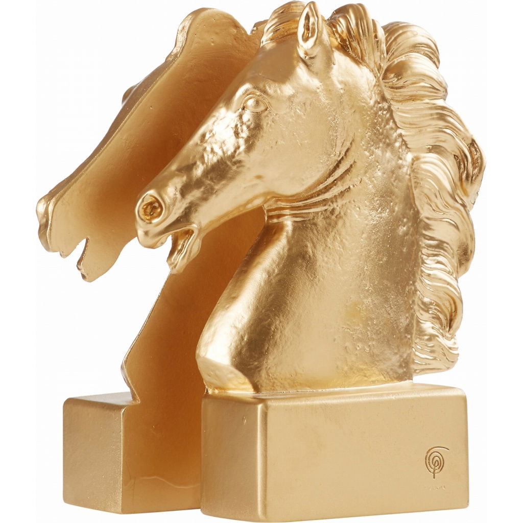 The Horse Σετ 2 Βιβλιοστάτες Gold Κεραμίνη 21x4,5x16,5cm
