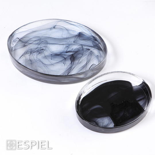 Dis. Atlas Οβαλ Πιατελα ''Alabaster'' Μαυρο 21X16,5Cm 6τμχ