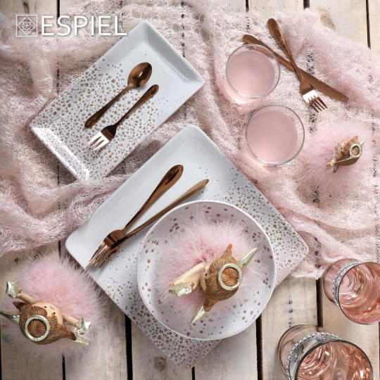 Dis. Artisti Πιατο Ρηχο Τετραγωνο Σχεδ:κρεμ-Καφε 27Χ3Εκ. 6τμχ