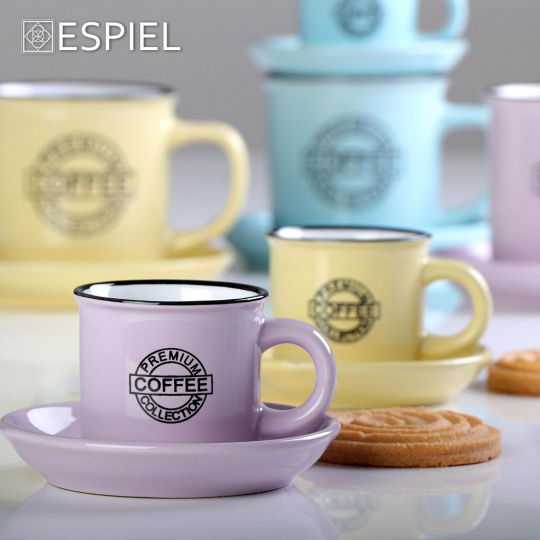 Dis. Coffee Φλιτζ.&Πιατ. Espresso  Ροζ 90Ml 11X6.3Ek 12τμχ