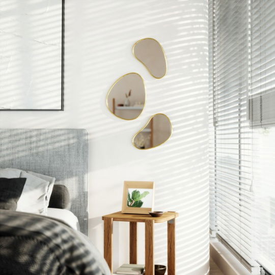 Καθρέφτες Τοίχου Hubba Pebble Set3 2x20x28+1x31x26 Χρυσό
