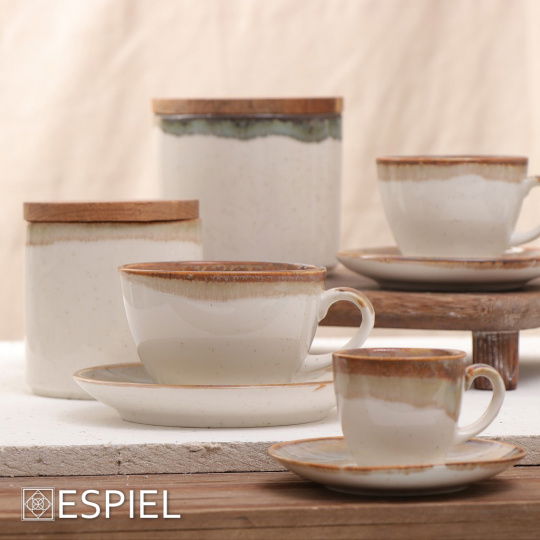 React. Beige Essentials Φλιτζανι & Πιατακι Καπουτσ Jumbo 400Ml 16X8Ek 6τμχ