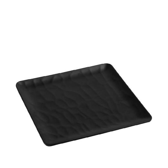 Black  Πιατο Ρηχο Τετραγ. 22Εκ Wavy Matte Μελαμινησ 6τμχ