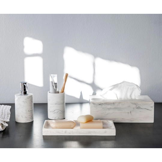 Andrea House - Θήκη Για Χαρτομάντηλα White Marble Effect