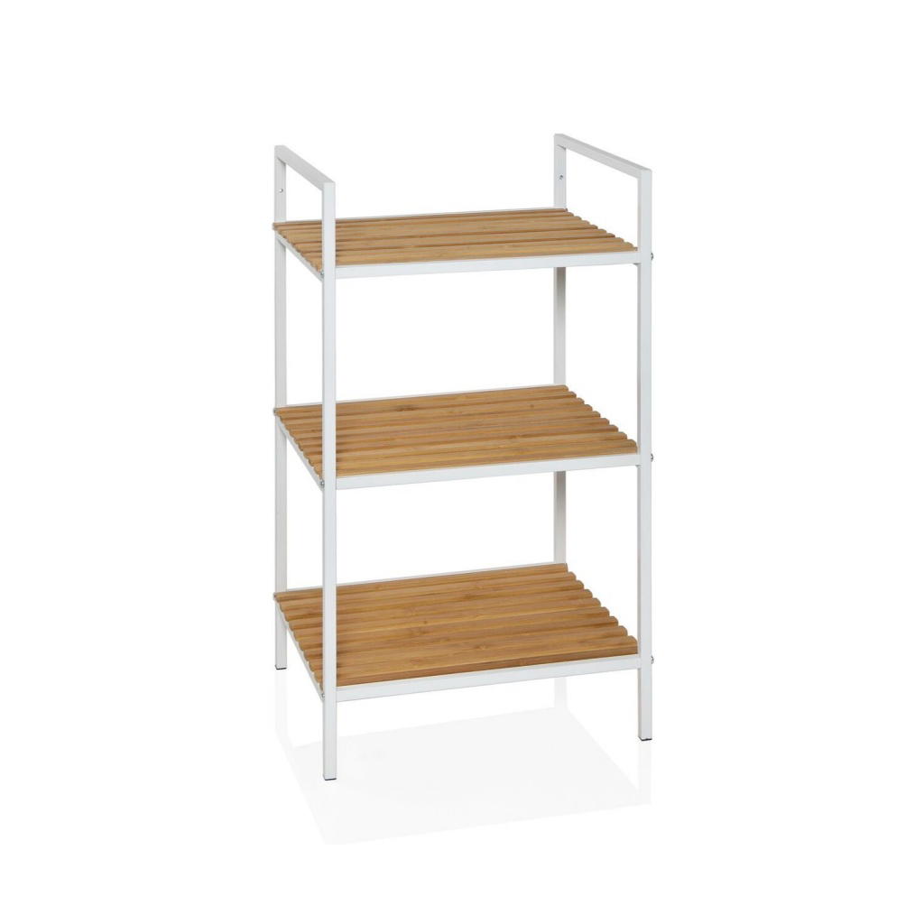 Andrea House - Ραφιέρα Μπάνιου 3 Επιπέδων White Metal/Bamboo