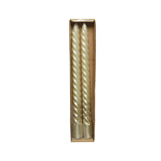 Set2 Κεριά Swirl Glitter Cream 25cm