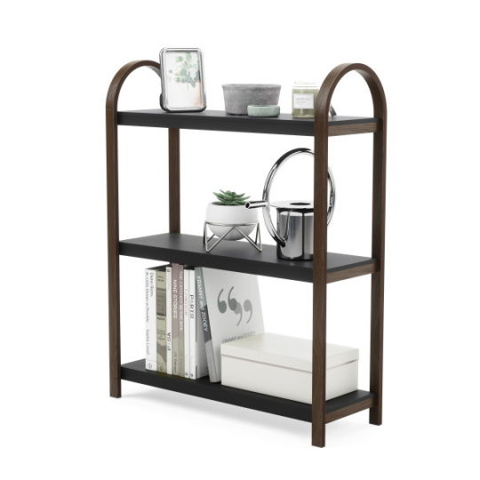 Ραφιέρα με 3 Ράφια Bellwood Καρυδί/Μαύρη 71x26x9cm