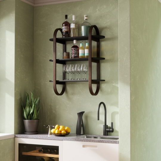 Ραφιέρα Τοίχου με 3 Ράφια Bellwood Καρυδί - Μαύρη 65x24x75cm