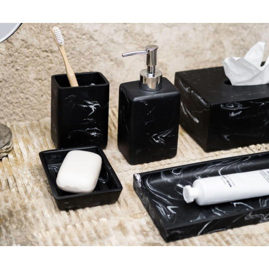 Andrea House - Βάση Για Σαπούνι Vintage Black Marble Effect