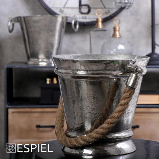 Σαμπανιερα Αλουμ. Ασημι Με Σχοινι 26Χ20Χ22Εκ