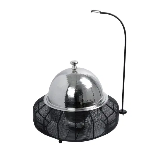 Chaffing Dish Με Βαση Στηρ. Καπ. Και Διπλο Δοχειο Ss/Αλουμ/Σιδηρ. Μαυρο 8000Ml Gel Wax 55Χ55Χ43-73Εκ