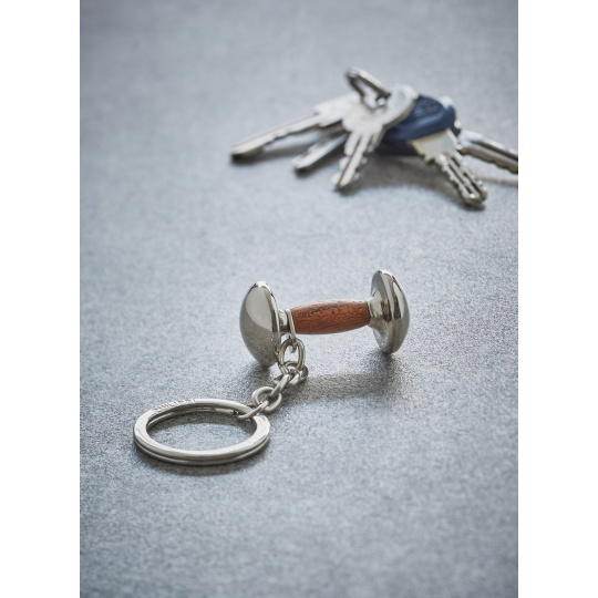 Μπρελόκ Βαράκι Ασημί - Ξύλο 5cm