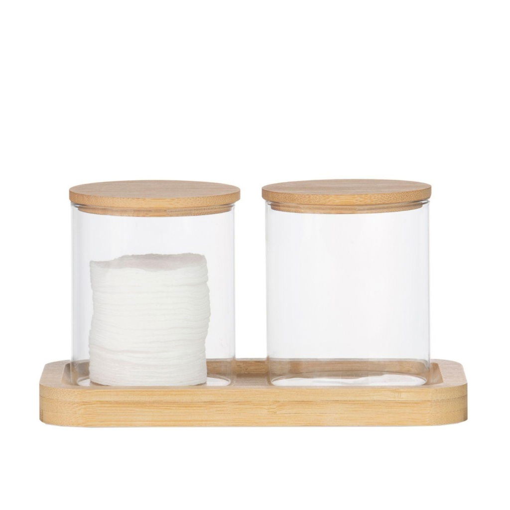Andrea House - Σετ 2 Ακρυλικά Κουτιά Μπάνιου Με Βάση Bamboo