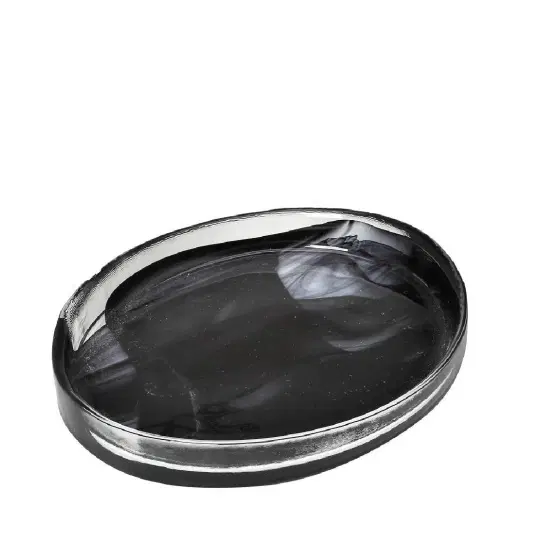 Dis. Atlas Οβαλ Πιατελα ''Alabaster'' Μαυρο 21X16,5Cm 6τμχ