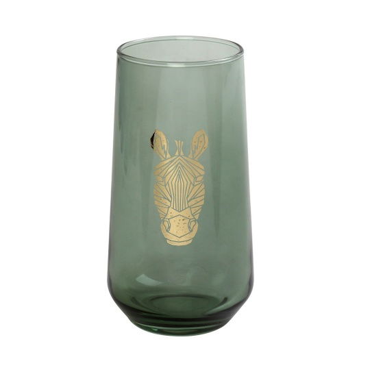 Dis. Jungle Zebra Πρασινο Ποτηρι Νερου 470Ml 7,8X14,8Ek 6τμχ