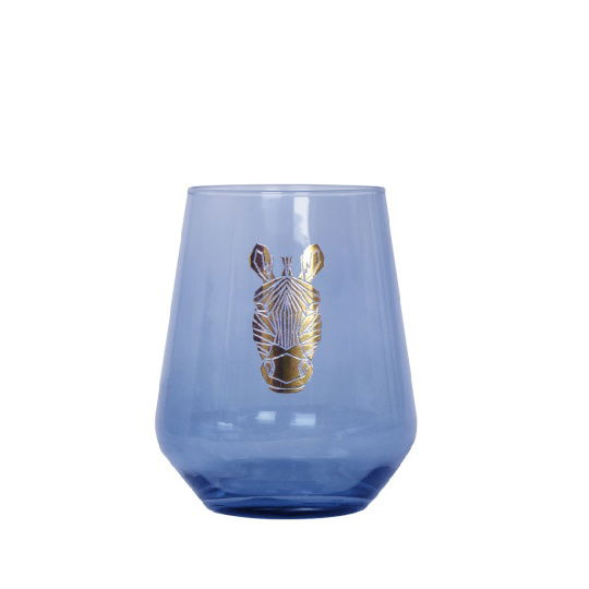 Dis. Jungle Zebra Μπλε Ποτηρι Ουισκι 425Ml 8,9X11Ek 6τμχ