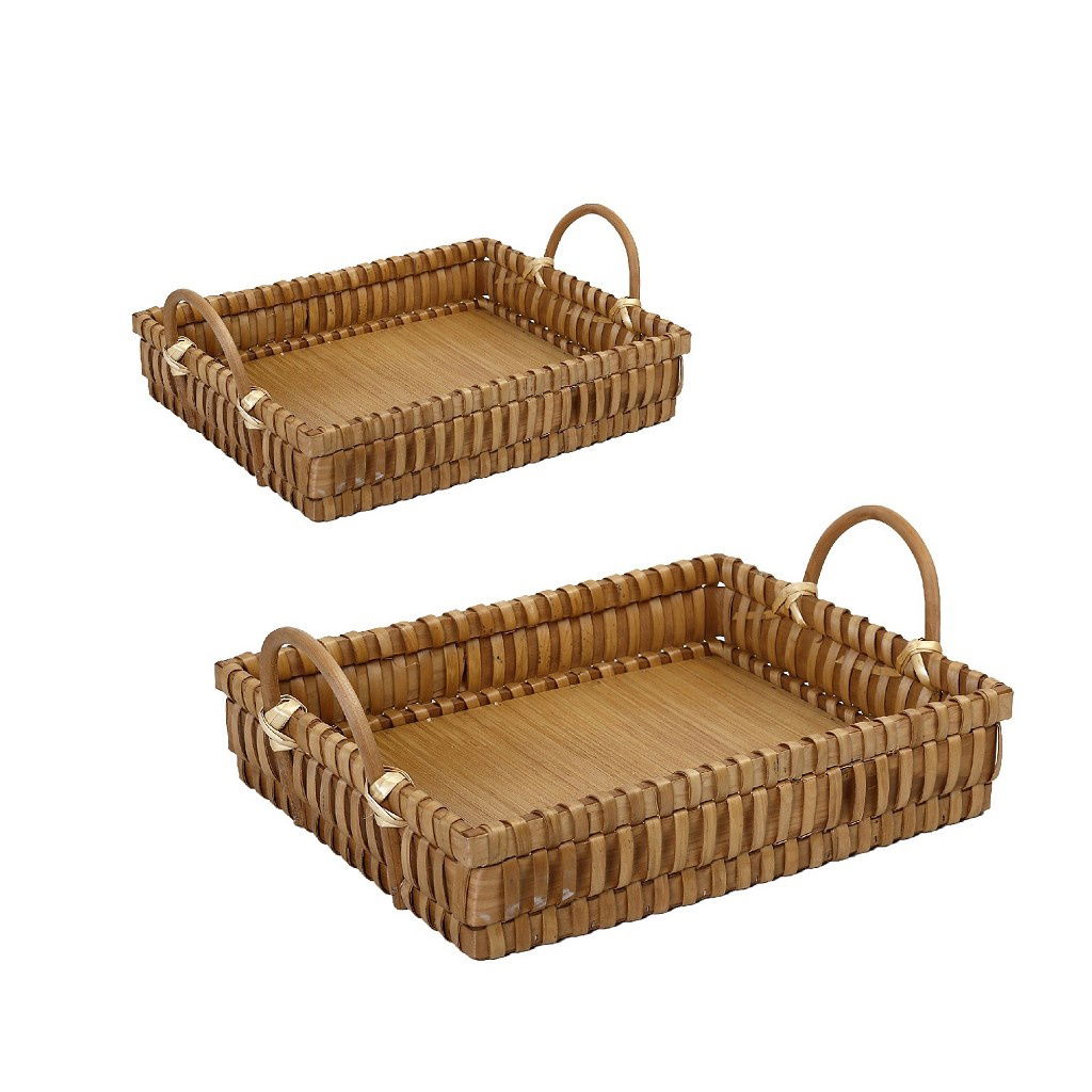 Καλαθι Με Λαβεσ Ψαθινο Set/2 Ορθ. Μπεζ 43/38X33/27Χh9Ek