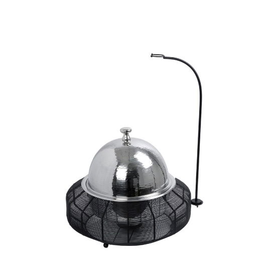 Chaffing Dish Με Βαση Στηρ. Καπ. Και Διπλο Δοχειο Ss/Αλουμ/Σιδηρ. Μαυρο 6000Ml Gel Wax 50Χ50Χ42-69Εκ