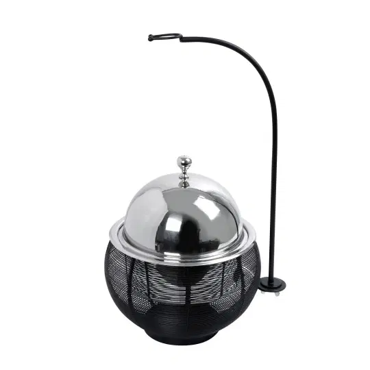 Chaffing Dish Βαση Στηρ. Καπ. Και Διπλο Δοχειο Ss/Αλουμ./Σιδηρ. Μαυρο 4500Ml Gel Wax 35Χ35Χ39-60,5Εκ