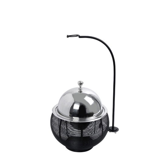 Chaffing Dish Με Βαση Στηρ. Καπ. Και Διπλο Δοχειο Ss/Αλουμ/Σιδηρ. Μαυρο 3500Ml Gel Wax 33Χ33Χ36-56Εκ