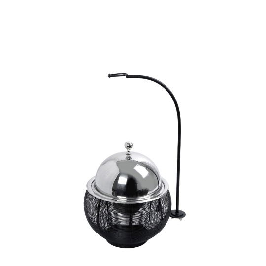 Chaffing Dish Με Βαση Στηρ. Καπ. Και Διπλο Δοχειο Ss/Αλουμ/Σιδηρ. Μαυρο 2500Ml Gel Wax 30Χ30Χ32-49Εκ