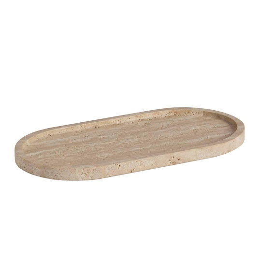 Andrea House - Μαρμάρινος Οβάλ Δίσκος Travertine 30x15cm