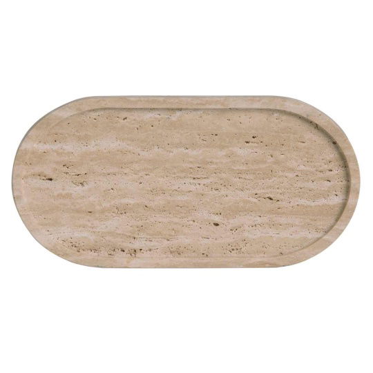Andrea House - Μαρμάρινος Οβάλ Δίσκος Travertine 30x15cm