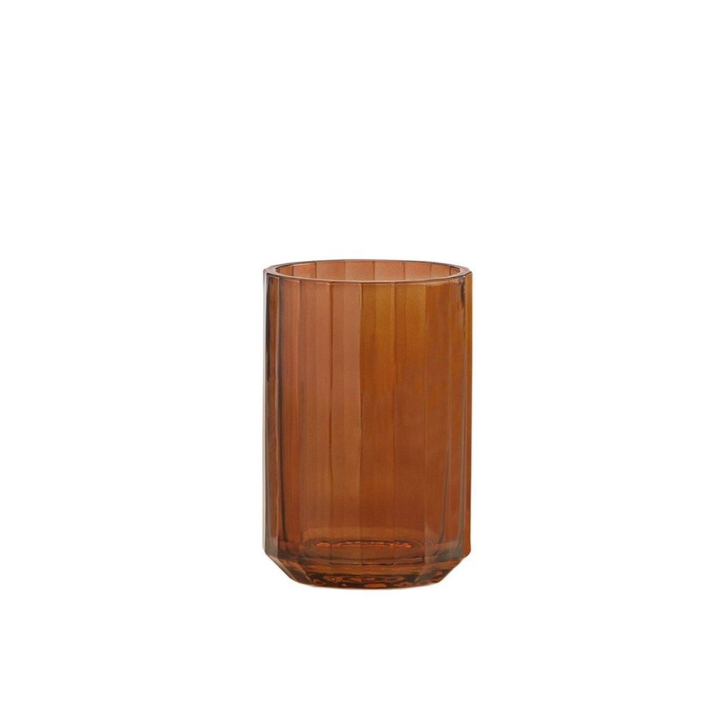 Andrea House - Ποτηράκι Για Οδοντόβουρτσες Brown Glass Stripes