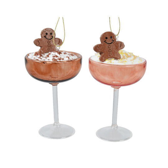 Set 2 Χριστουγεννιάτικα Στολίδια Γυάλινα Cocktail Gingerbread 7x7x12.2cm