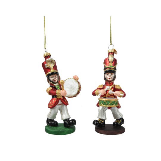 Set 2 Χριστουγεννιάτικα Στολίδια Γυάλινα Μολυβένιοι Στρατιώτες  5x6.5x13.2cm