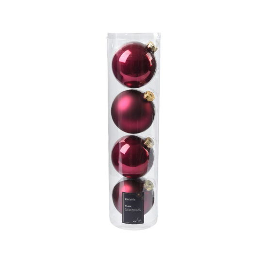 Set 4 Γυάλινες Χριστουγεννιάτικες Μπάλες Pomegranate Γυαλιστερές & Matt 10cm
