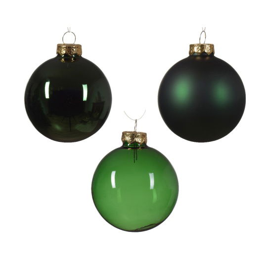 Set 21 Γυάλινες Χριστουγεννιάτικες Μπάλες Pine Green Γυαλιστερές & Matt 7cm
