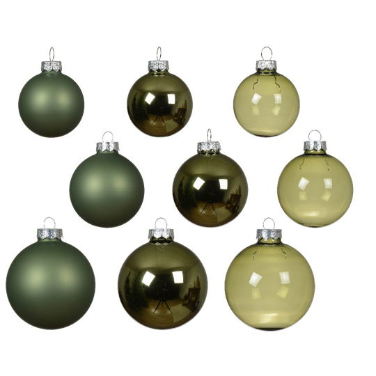 Set 21 Γυάλινες Χριστουγεννιάτικες Μπάλες Rosemary Green Γυαλιστερές & Matt 7cm