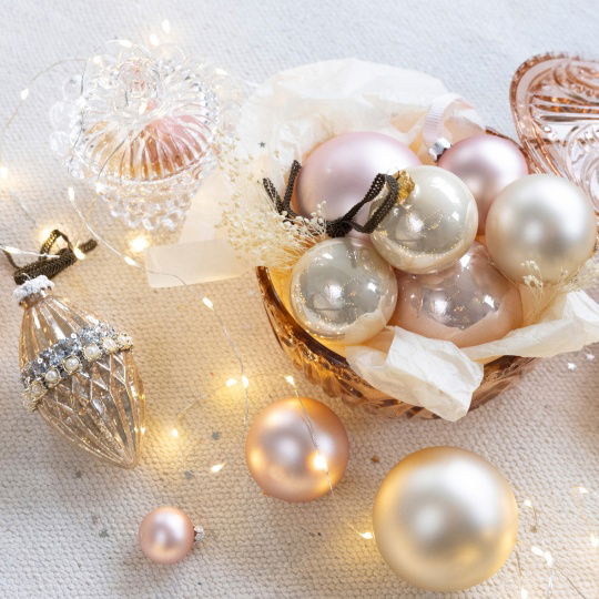 Set 6 Γυάλινες Χριστουγεννιάτικες Μπάλες Pearl Γυαλιστερές & Matt 8cm