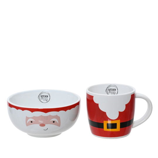 Set 2 Χριστουγεννιάτικο Πρωινού Stoneware Santa 15.5x14x15cm