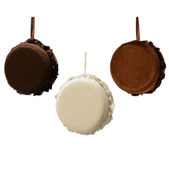 Set 3 Macaron Velvet Κρεμαστά Διακοσμητικά Medium 10x5cm