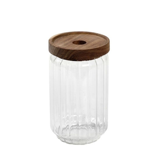 Γυαλινο Δοχειο Με Ξυλ. Καπακι Ακακιασ 750Ml 9X15Ek 6τμχ