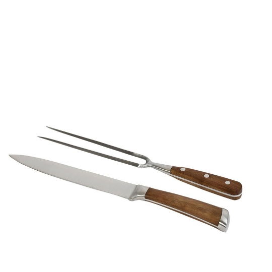 Μαχαιρι-Πιρουνα Steak Walnut Wood-Ss Set2 20Cm