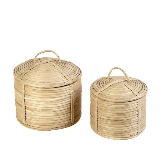 Δοχειο Με Καπακια Ξυλ. Σετ/2 21Χ21Χ14/17Χ17Χ12Εκ