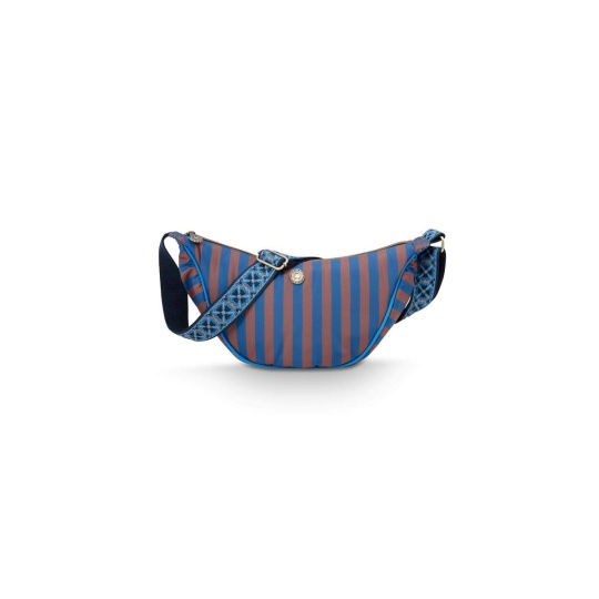 Τσάντα Half Moon Freya Cross Body Stripe Blue 34x10x16cm