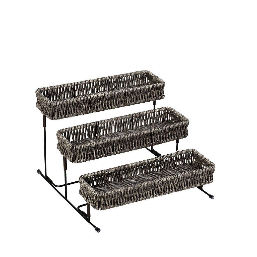 Δισκοσ 3 Επιπεδων Synth. Rattan Γκρι 25Χ25Χ16Εκ 2τμχ