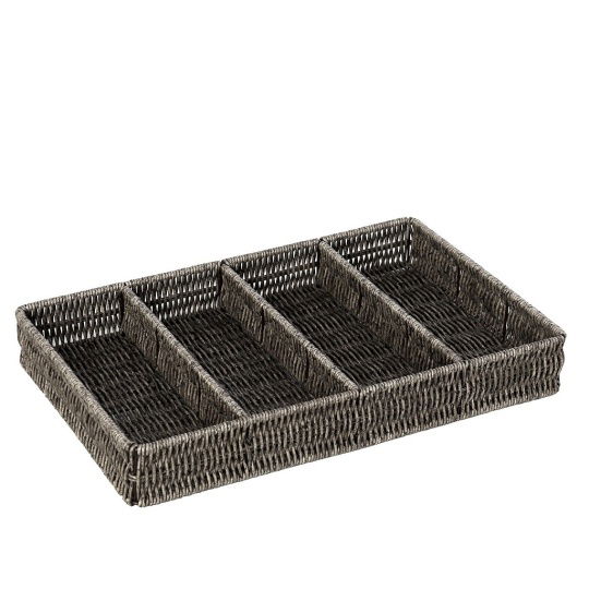 Δισκοσ Με Διαχωριστικα Synth. Rattan Γκρι 40Χ26Χ5,5Εκ 2τμχ