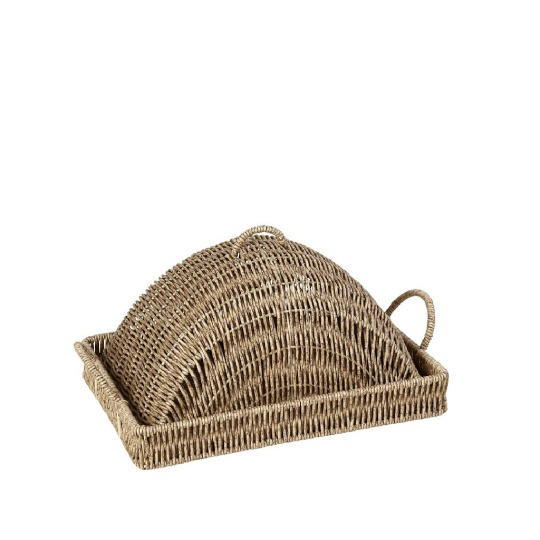 Δισκοσ Ορθ. Με Καπ. Synth. Rattan Μπεζ 29Χ19Χ14Εκ 2τμχ