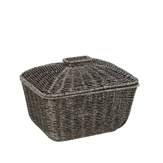 Καλαθι Ορθ. Με Καπ. Synth. Rattan Γκρι 30Χ22Χ23Εκ