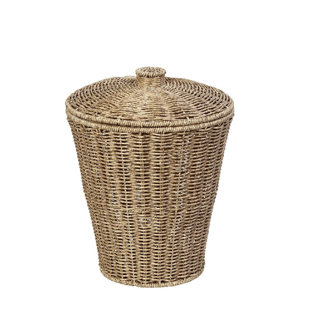 Δοχειο Με Καπακι Synth. Rattan Μπεζ 25Χ25Χ35Εκ